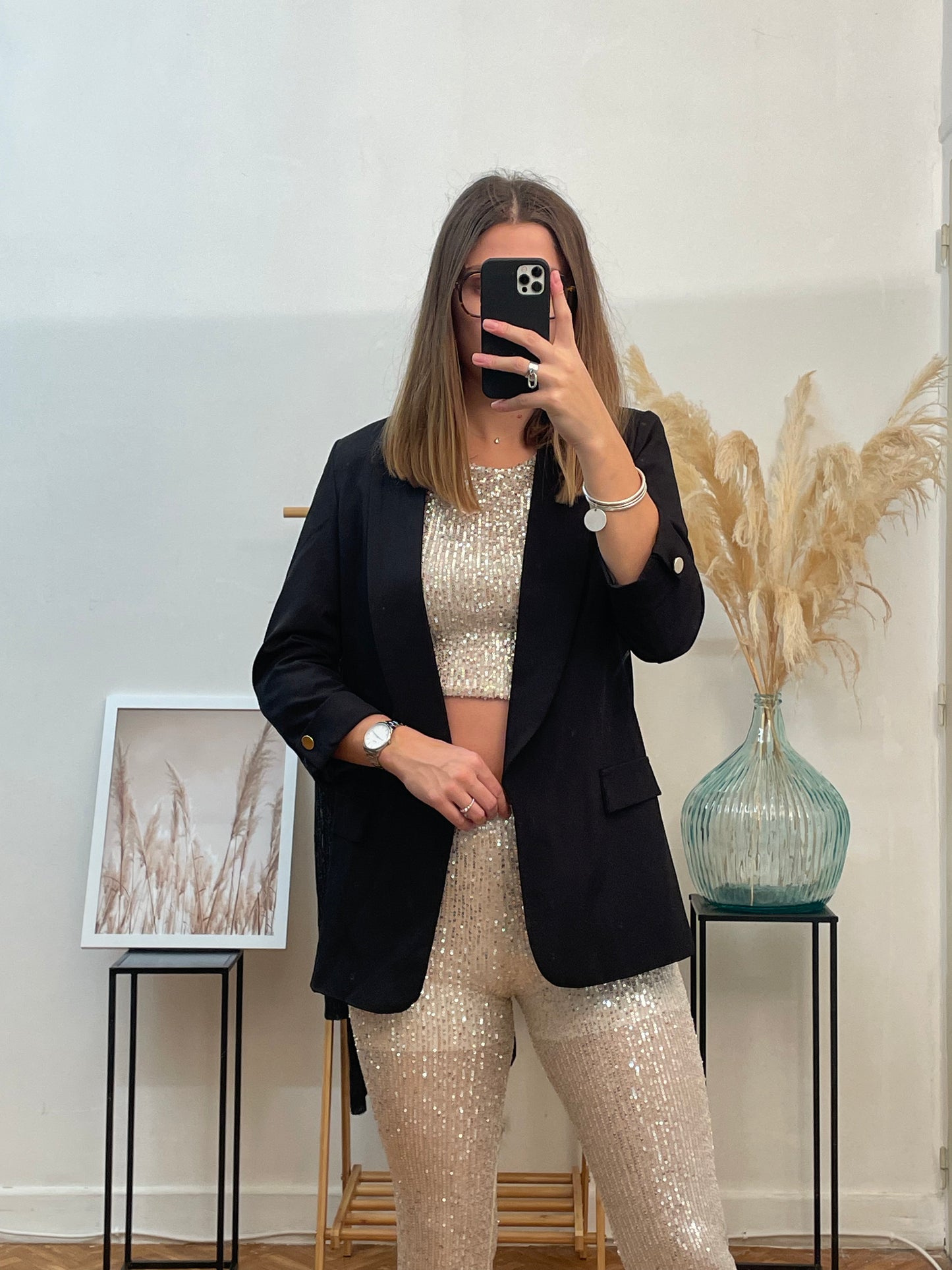 Ensemble à sequins écru
