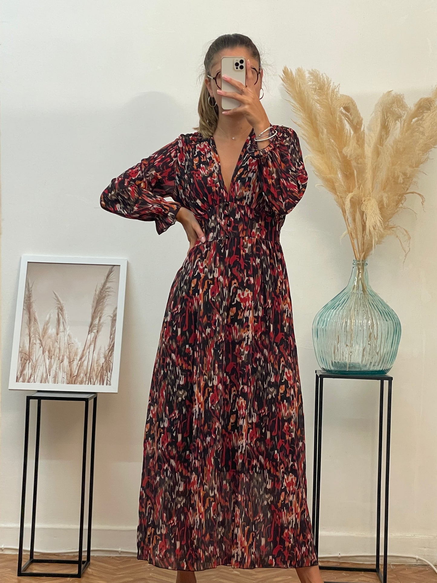 Robe longue à motifs