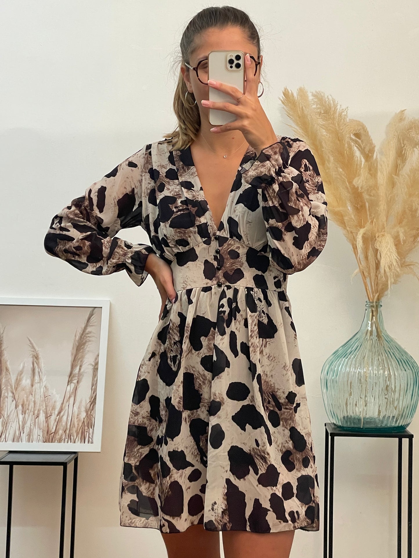 Robe courte léopard