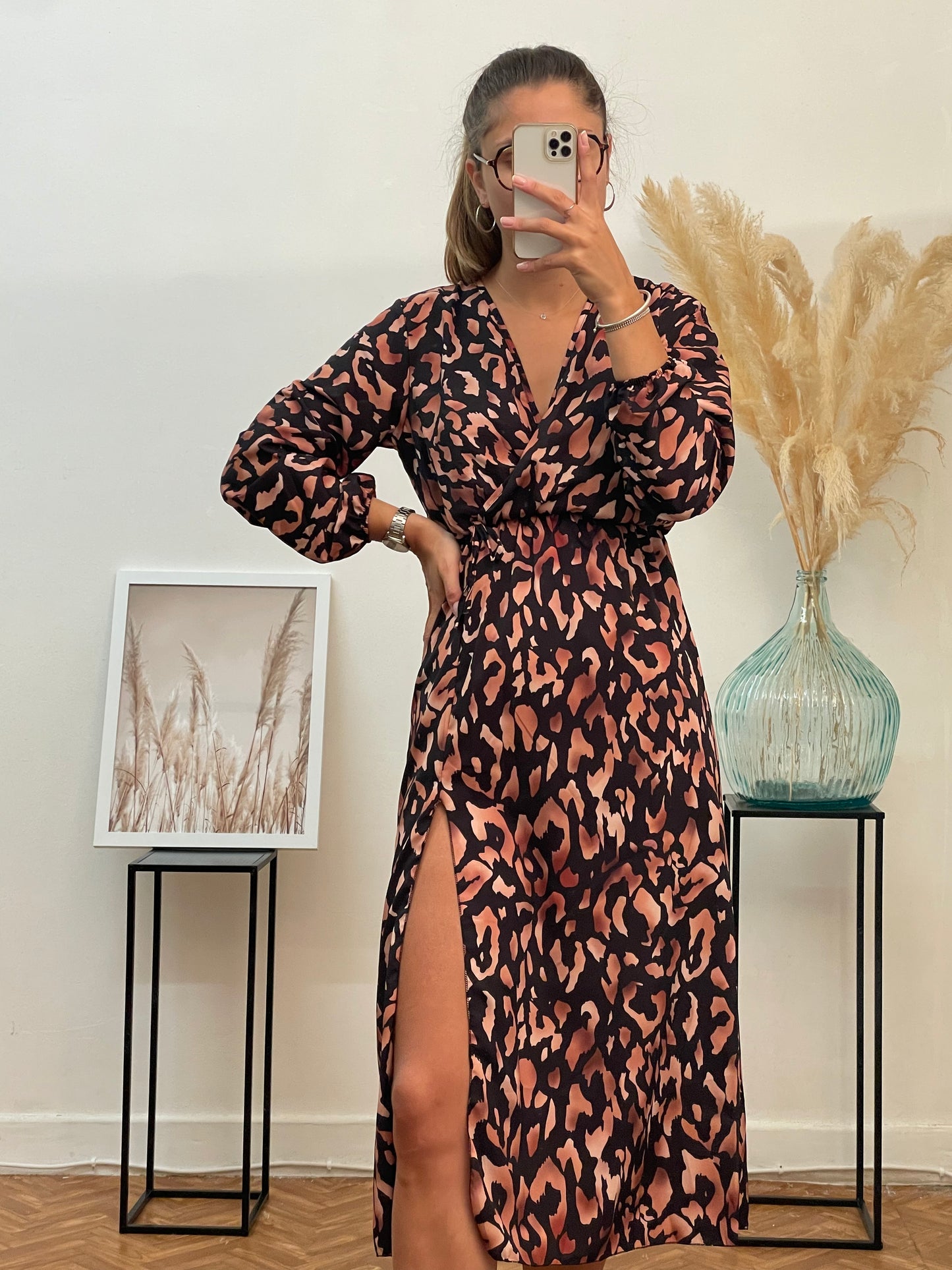 Robe longue léopard