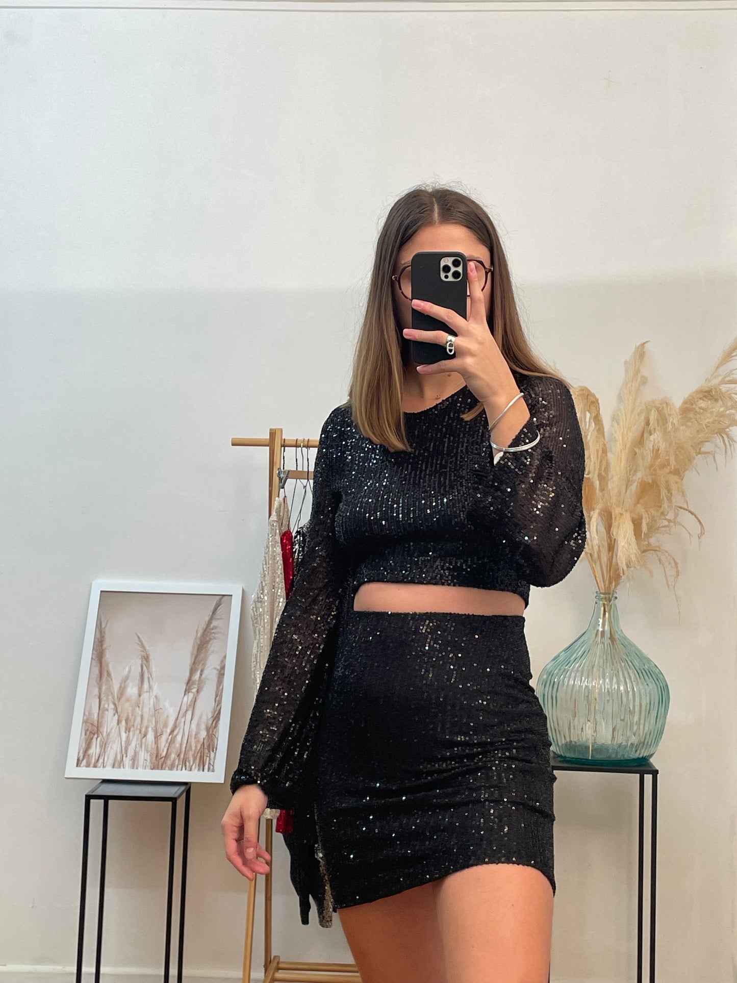 Jupe à sequins noir