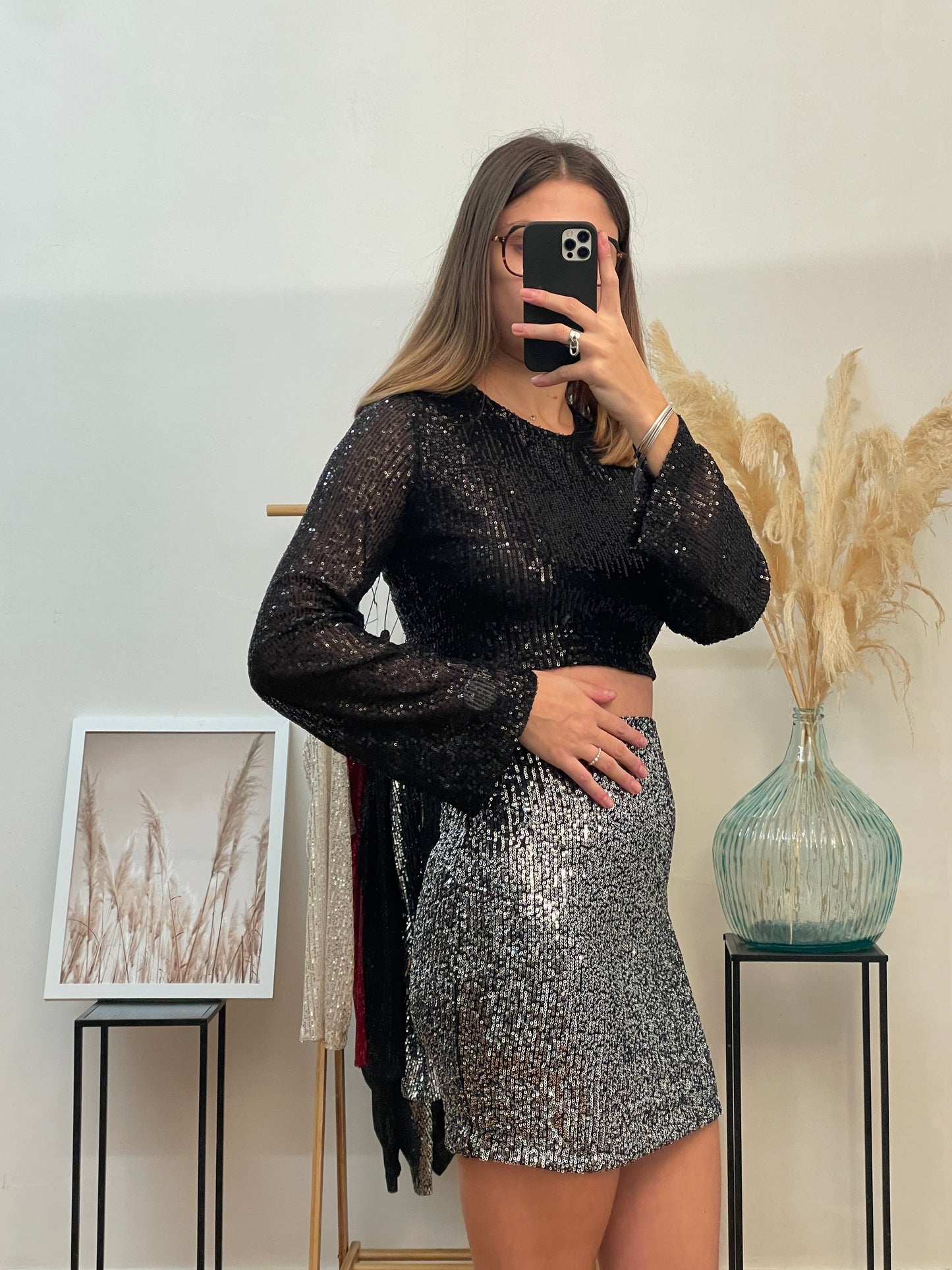 Jupe à sequins argenté