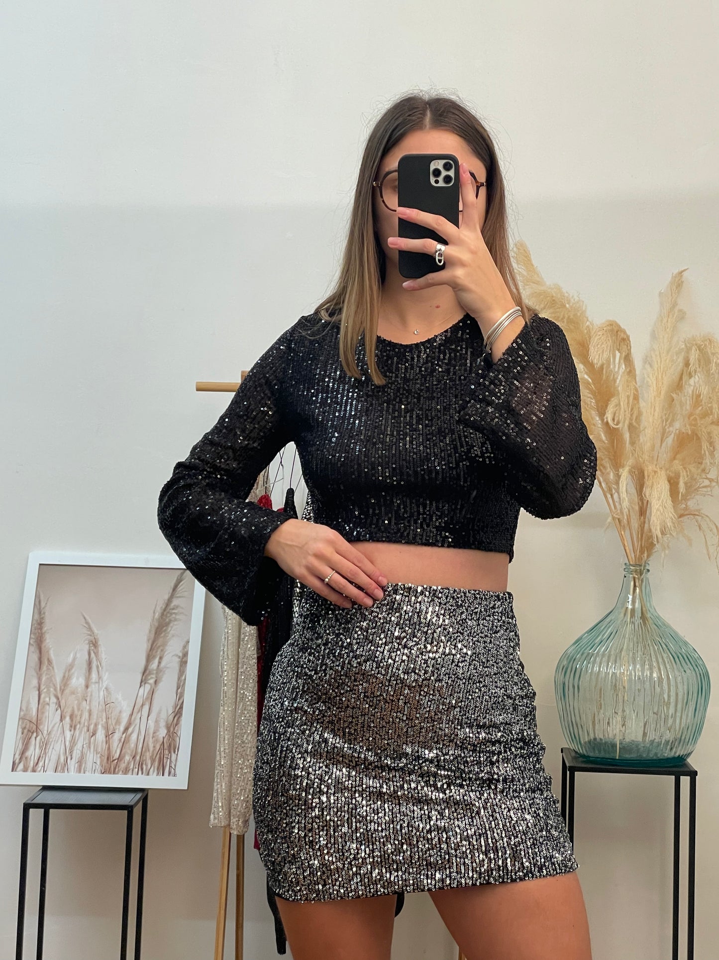 Jupe à sequins argenté