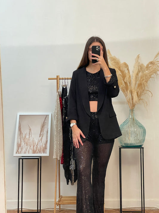 Pantalon à sequins noir