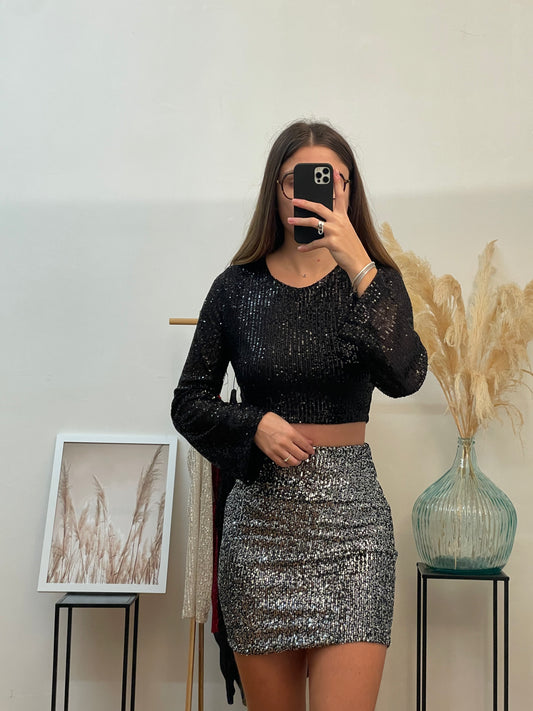 Jupe à sequins argenté